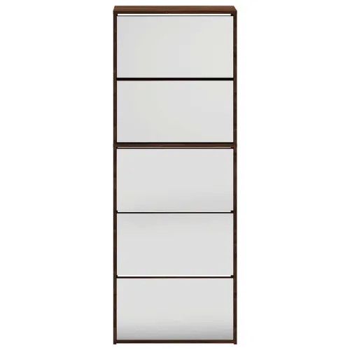 Ormarić za cipele s ogledalom 5razine Smeđi hrast 63x17x169,5cm - Smeđi hrast Cijena