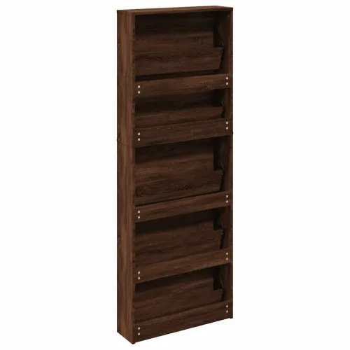 Ormarić za cipele s ogledalom 5razine Smeđi hrast 63x17x169,5cm - Smeđi hrast Cijena