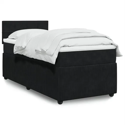 Box spring krevet s madracem crni 100x200 cm baršunasti - Crna 100 x 200 cm Blok s kvadratima Cijena