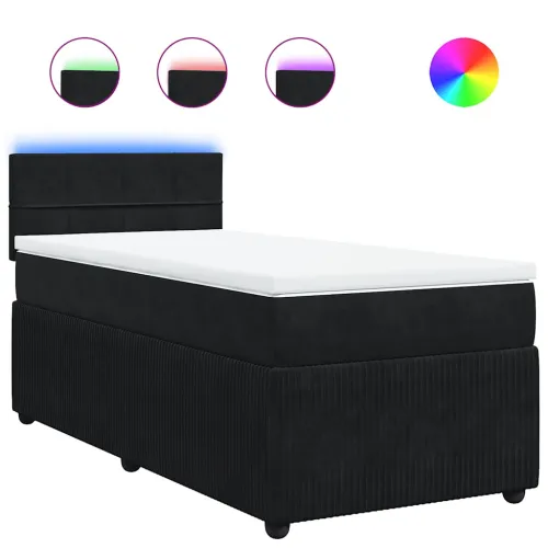 Box spring krevet s madracem crni 100x200 cm baršunasti - Crna 100 x 200 cm Blok s kvadratima Cijena