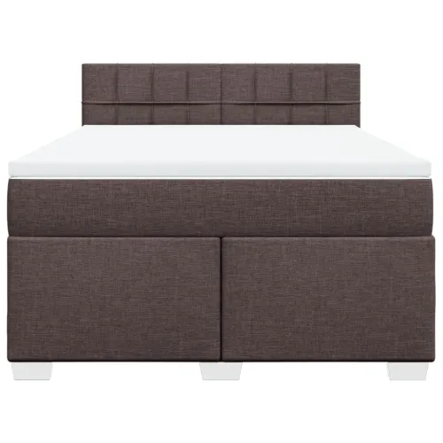Boxspring - Krevet s oprugama i madracem tamnosmeđi 160x200 cm tkanina - Tamno smeđa 160 x 200 cm Blok s kvadratima Tamno smeđa Cijena