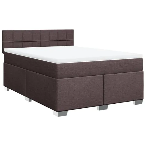 Boxspring - Krevet s oprugama i madracem tamnosmeđi 160x200 cm tkanina - Tamno smeđa 160 x 200 cm Blok s kvadratima Tamno smeđa Cijena