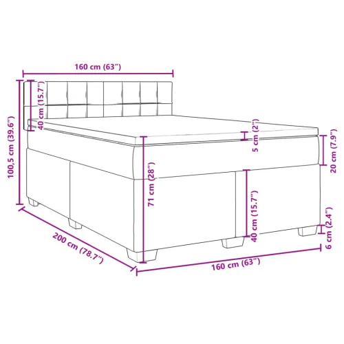 Boxspring - Krevet s oprugama i madracem tamnosmeđi 160x200 cm tkanina - Tamno smeđa 160 x 200 cm Blok s kvadratima Tamno smeđa Cijena