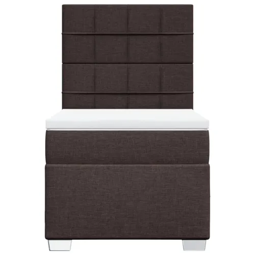Boxspring - Krevet s oprugama i madracem tamnosmeđi 80x200 cm od tkanine - Tamno smeđa 80 x 200 cm Blok s kvadratima Tamno smeđa Cijena