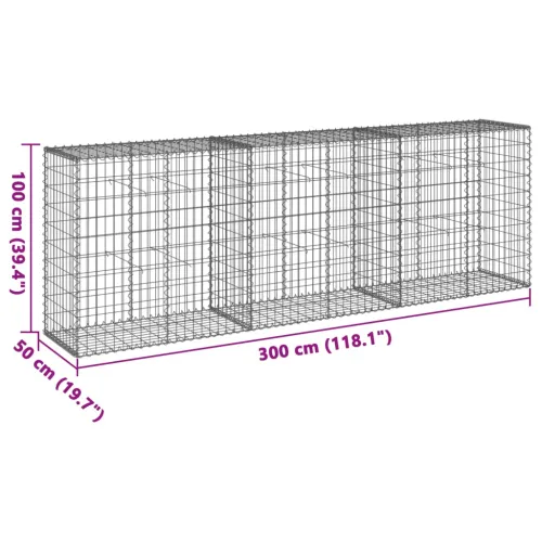 Gabion - Gabion ograde - Gabionska košara s poklopcem 300x50x100 cm pocinčano željezo - 300 x 50 x 100 cm Cijena