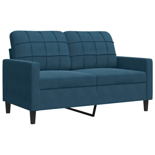 3-dijelni set sofa s jastucima plavi baršunasti - Plava 1 S osloncem za noge Cijena