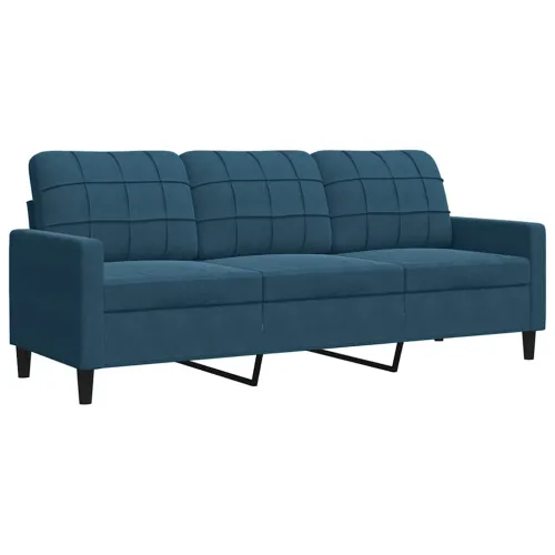 3-dijelni set sofa s jastucima plavi baršunasti - Plava 1 S osloncem za noge Cijena