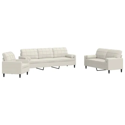 3-dijelni set sofa s jastucima krem baršunasti - Krema 1 s jastučićima Krema Cijena