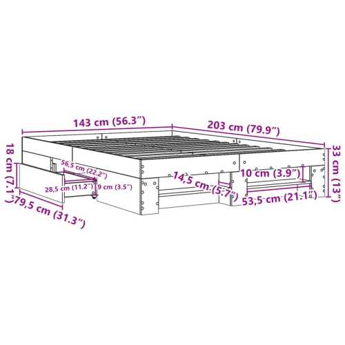 Okvir kreveta siva boja hrasta 140 x 200 cm konstruirano drvo - Sivi hrast sonoma 140 x 200 cm Cijena