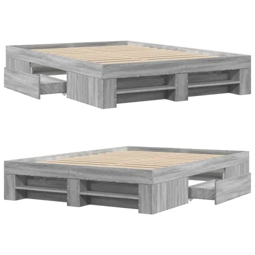 Okvir za krevet boja hrasta 140x190 cm od konstruiranog drva - Sivi hrast sonoma 140 x 190 cm Cijena