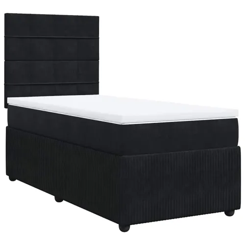 Box spring krevet s madracem crni 100x200 cm baršunasti - Crna 100 x 200 cm Blok s kvadratima Cijena