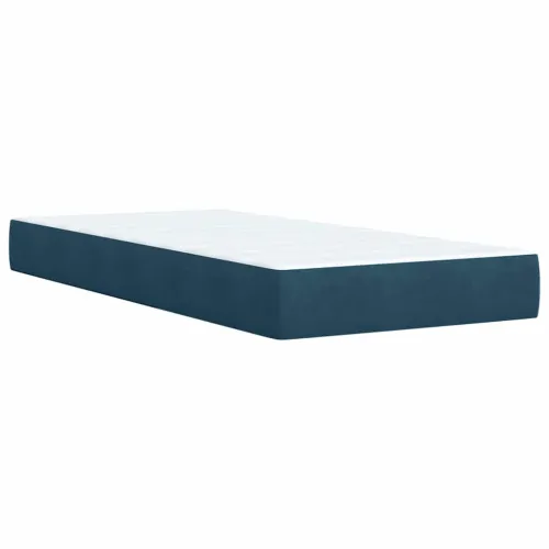 Box spring krevet s madracem tamnoplavi 90x200 cm baršunasti - Plava 90 x 200 cm Cijena