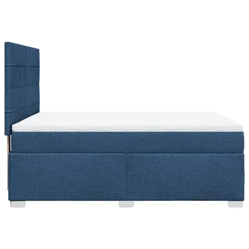 Boxspring - Krevet s oprugama i madracem plavi 140x200 cm od tkanine - Plava 140 x 200 cm Blok s kvadratima Plava Cijena