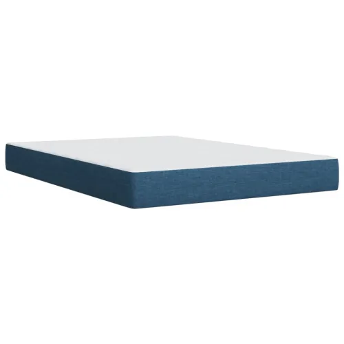 Boxspring - Krevet s oprugama i madracem plavi 140x200 cm od tkanine - Plava 140 x 200 cm Blok s kvadratima Plava Cijena