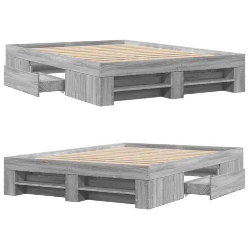 Okvir kreveta siva boja hrasta 135 x 190 cm konstruirano drvo - Sivi hrast sonoma 135 x 190 cm Cijena