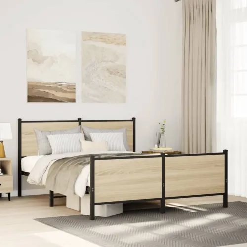 Metalni okvir kreveta bez madraca boja hrasta sonome 150x200 cm - sonoma hrast 150 x 200 cm s uzglavljem i podnožjem Cijena