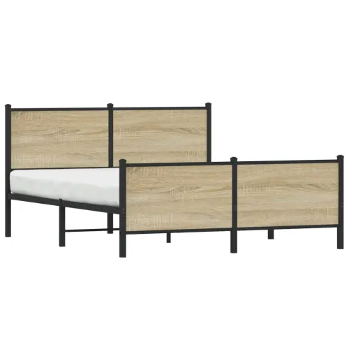 Metalni okvir kreveta bez madraca boja hrasta sonome 150x200 cm - sonoma hrast 150 x 200 cm s uzglavljem i podnožjem Cijena