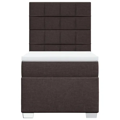 Boxspring - Krevet s oprugama i madracem tamnosmeđi 90 x 200 cm od tkanine - Tamno smeđa 90 x 200 cm Blok s kvadratima Tamno sme Cijena
