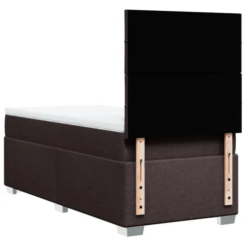 Boxspring - Krevet s oprugama i madracem tamnosmeđi 90 x 200 cm od tkanine - Tamno smeđa 90 x 200 cm Blok s kvadratima Tamno sme Cijena