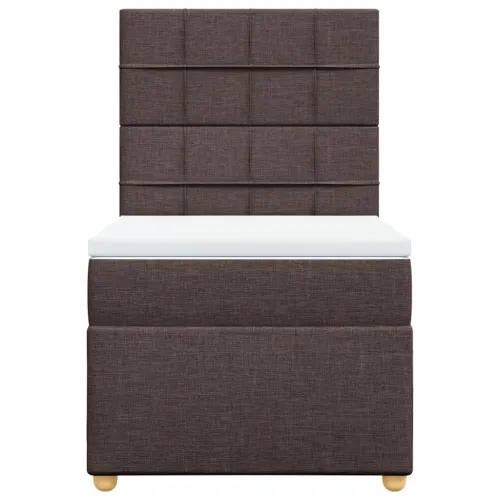 Boxspring - Krevet s oprugama i madracem tamnosmeđi 90 x 190 cm od tkanine - Tamno smeđa 90 x 190 cm Blok s kvadratima Tamno sme Cijena