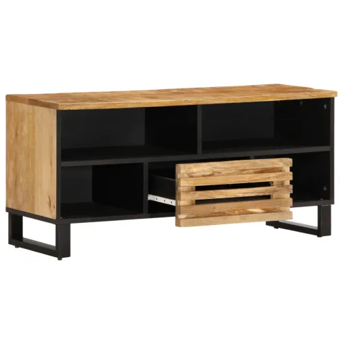 TV ormarić 100 x 34 x 46 cm od masivnog grubog drva manga - Prirodna 1 Grubo masivno drvo manga Prirodna Cijena