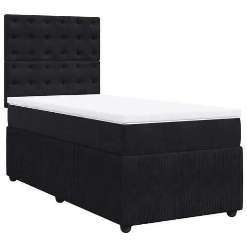 Box spring krevet s madracem crni 100x200 cm baršunasti - Crna 100 x 200 cm gumbi Cijena