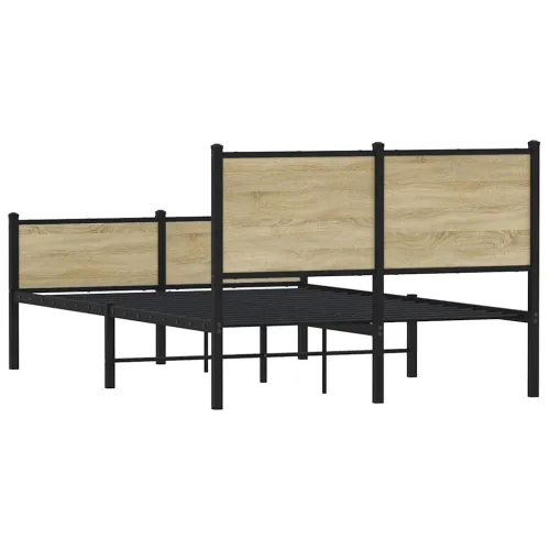 Metalni okvir kreveta bez madraca boja hrasta sonome 150x200 cm - sonoma hrast 150 x 200 cm s uzglavljem i visokim podnožjem Cijena