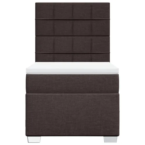Boxspring - Krevet s oprugama i madracem tamnosmeđi 90 x 200 cm od tkanine - Tamno smeđa 90 x 200 cm Blok s kvadratima Tamno sme Cijena