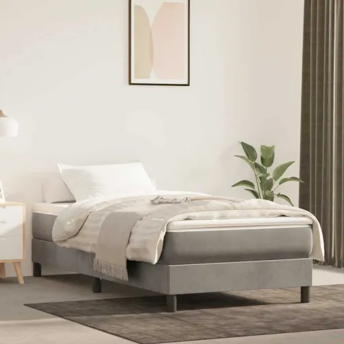 Madrac s oprugama srednje tvrdoće svjetlosivi 80 x 210 x 20 cm baršunasti - Svjetlosiva 80 x 210 cm Cijena