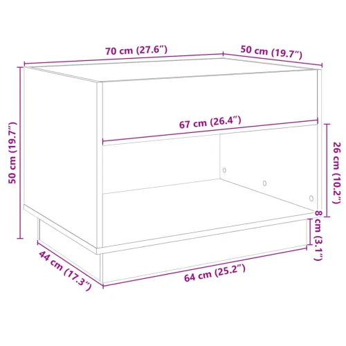 Stolić s beskonačnim LED svjetlima boja hrasta 70x50x50 cm - Dimljeni hrast 1 70 cm Cijena