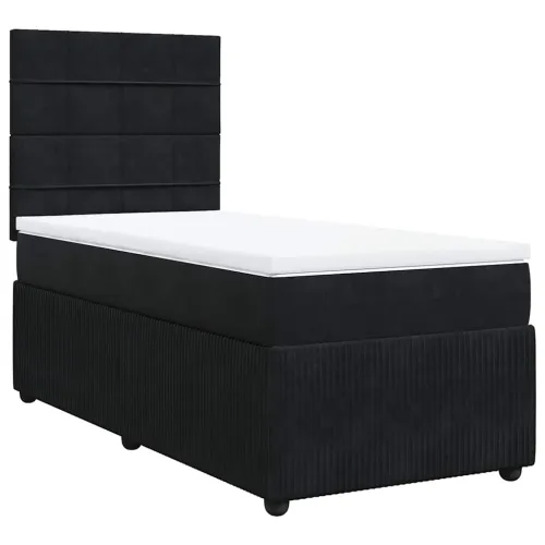 Box spring krevet s madracem crni 100x200 cm baršunasti - Crna 100 x 200 cm Blok s kvadratima Cijena