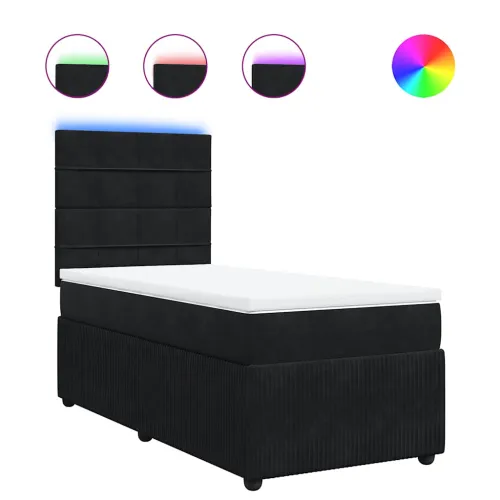 Box spring krevet s madracem crni 100x200 cm baršunasti - Crna 100 x 200 cm Blok s kvadratima Cijena