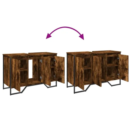 Ormarić za Lavabo - Umivaonik boja dimljenog hrasta 91x35x60 cm drveni - Dimljeni hrast Cijena