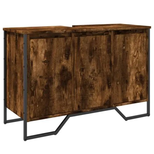 Ormarić za Lavabo - Umivaonik boja dimljenog hrasta 91x35x60 cm drveni - Dimljeni hrast Cijena