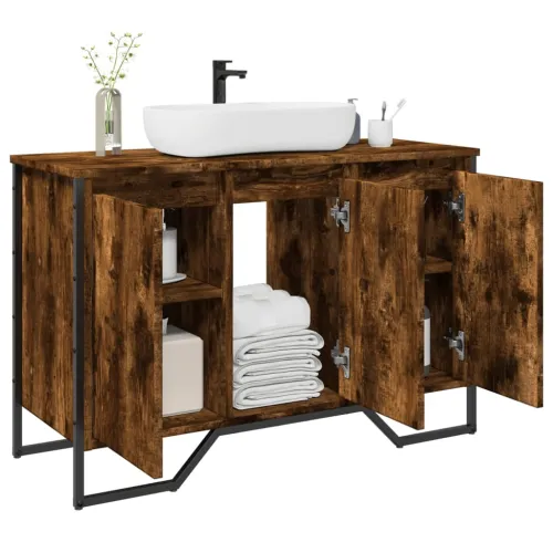 Ormarić za Lavabo - Umivaonik boja dimljenog hrasta 91x35x60 cm drveni - Dimljeni hrast Cijena