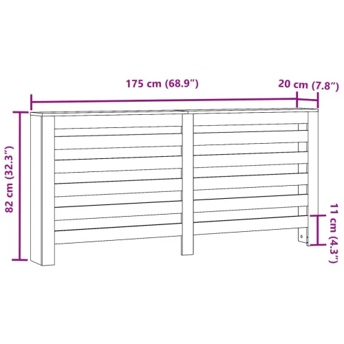 Pokrivač radijatora Betonska siva 175 x 20 x 82 cm - Betonska siva 175 x 20 x 82 cm vodoravne letvice Cijena