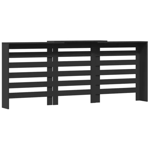 Maska za radijator - Pokrov za radijator crni 205x21,5x83,5 cm konstruirano drvo - Crna 205 x 21,5 x 83,5 cm vodoravne letvice Cijena