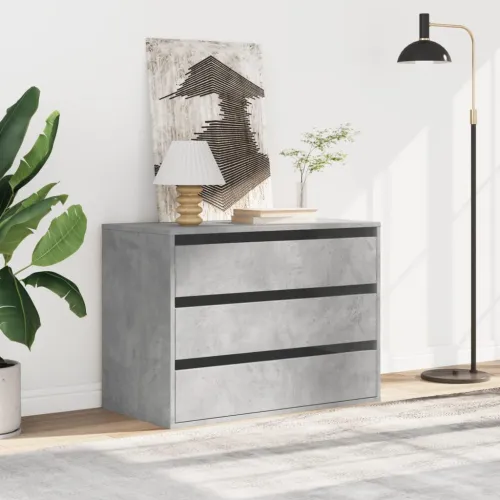 Kutna komoda s ladicama siva boja betona 80x41x58 cm drveni - Beton siva 80 x 41 x 58 cm Cijena