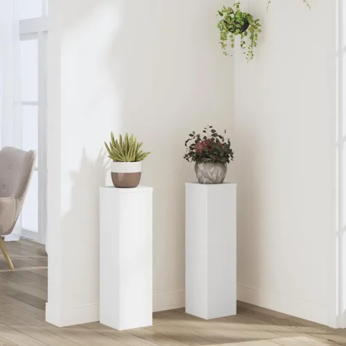 Stalci za biljke 2 kom bijeli 17 x 17 x 60 cm konstruirano drvo - Bijela 17 x 17 x 60 cm 2 Bijela Cijena