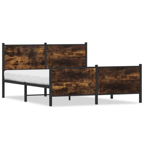 Metalni okvir kreveta bez madraca boja hrasta 150x200 cm - Dimljeni hrast 150 x 200 cm s uzglavljem i podnožjem Cijena