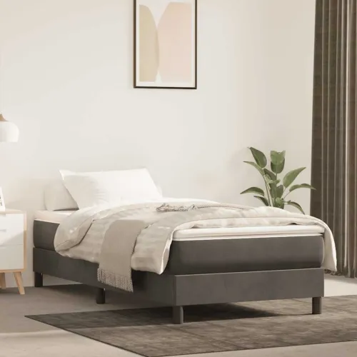 Madrac s oprugama srednje tvrdoće tamnosivi 80 x 210 x 20 cm baršunasti - Tamnosiva 80 x 210 cm Cijena