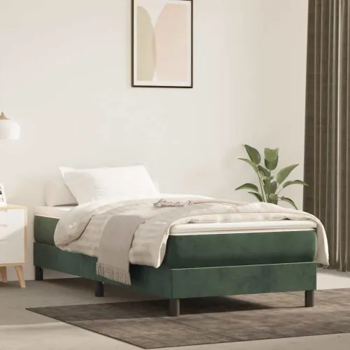 Madrac s oprugama srednje tvrdoće tamnozeleni 90x210x20 cm baršunasti - Tamnozelena 90 x 210 cm Cijena