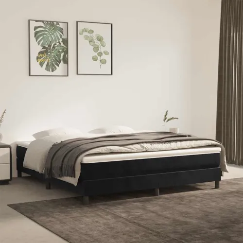 Madrac s džepičastim oprugama srednje tvrdoće crni 160x210x20 cm baršunasti - Crna 160 x 210 cm Cijena