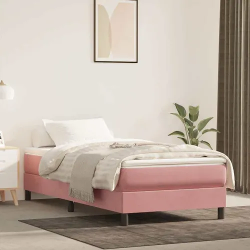 Madrac s džepičastim oprugama srednje tvrdoće ružičasti 80x220x20 cm baršunasti - Ružičasta 80 x 220 cm Cijena