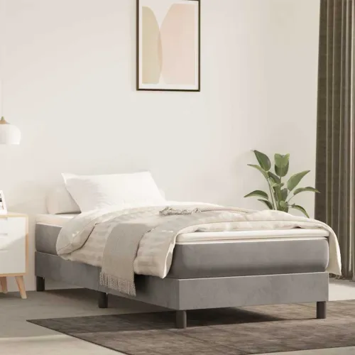 Madrac s oprugama srednje tvrdoće svjetlosivi 90x220x20 cm baršunasti - Svjetlosiva 90 x 220 cm Cijena