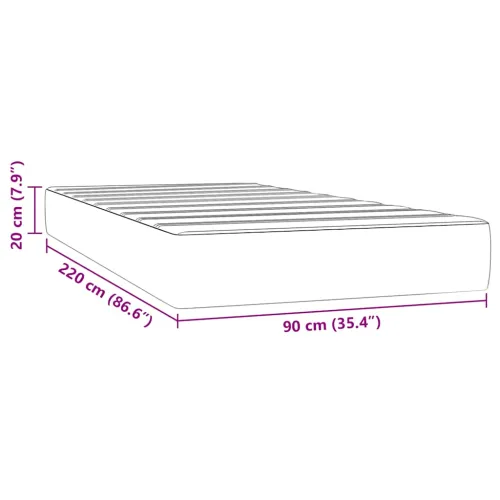 Madrac s oprugama srednje tvrdoće svjetlosivi 90x220x20 cm baršunasti - Svjetlosiva 90 x 220 cm Cijena