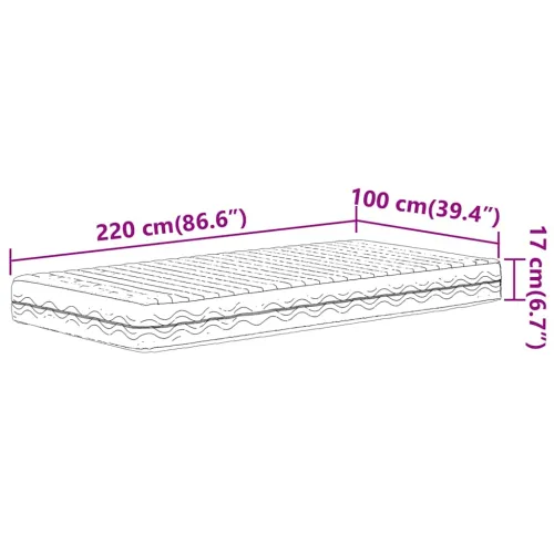 Madrac od pjene bijeli 100 x 220 cm tvrdoća H2 H3 - 100 x 220 cm Cijena