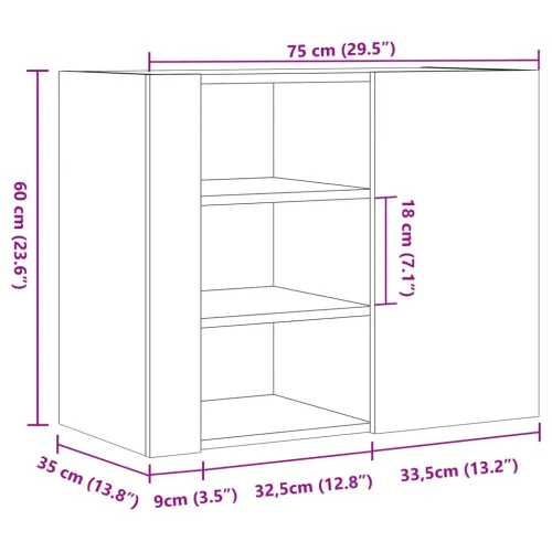 Zidni ormarić bijeli 75 x 35 x 60 cm od konstruiranog drva - Bijela 1 1 Cijena