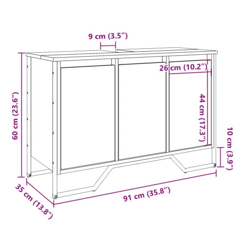 Ormarić za Lavabo - Umivaonik boja hrasta sonome 91 x 35 x 60 cm drveni - Sonoma hrast Cijena