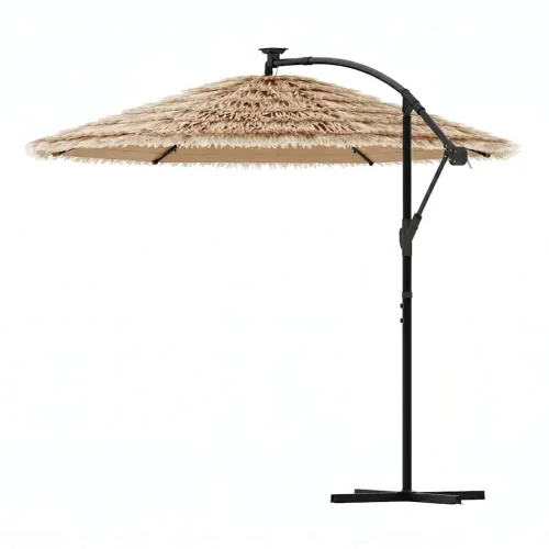 Vrtni suncobran LED s čeličnom šipkom smeđi 269x269x235 cm - 269 x 269 x 235 cm Cijena